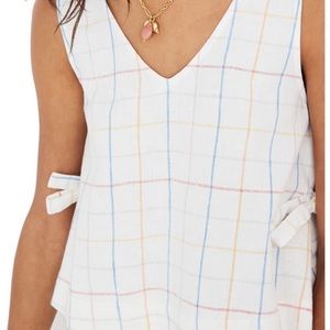 Madewell Large side-tie linen plaid tank top